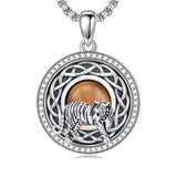 Sterling Silver Tiger Eye Eagle Lion Pendant Necklace for Men