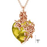 Sterling Silver Heart Crystal Rose Urn Necklaces for Ashes for Women