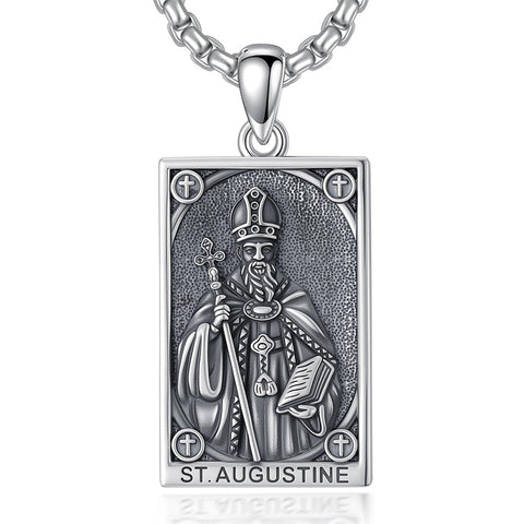 Sterling Silver Saint Anthony Saint Jude Saint Christopher   Saint Michael Amulet Religious Pendant Necklace