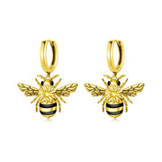 Sterling Silver  Bee Hoop Earrings