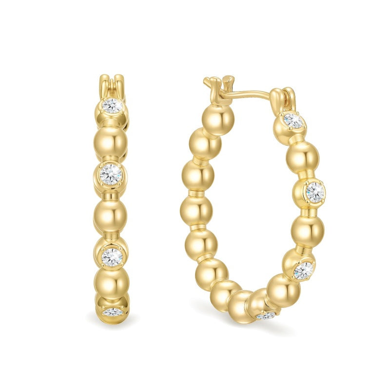 14K Gold Plated Round Heart Cubic Zirconia Elegant  Earring for Women