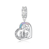 Sterling Silver Cubic Zirconia Cat Dog Charm Beads for Bracelets Engraved with Forever My Playmate