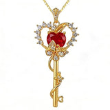 Birthstone Infinity Heart 14K Gold Plated Butterfly Key Pendant Necklace Gift for Her