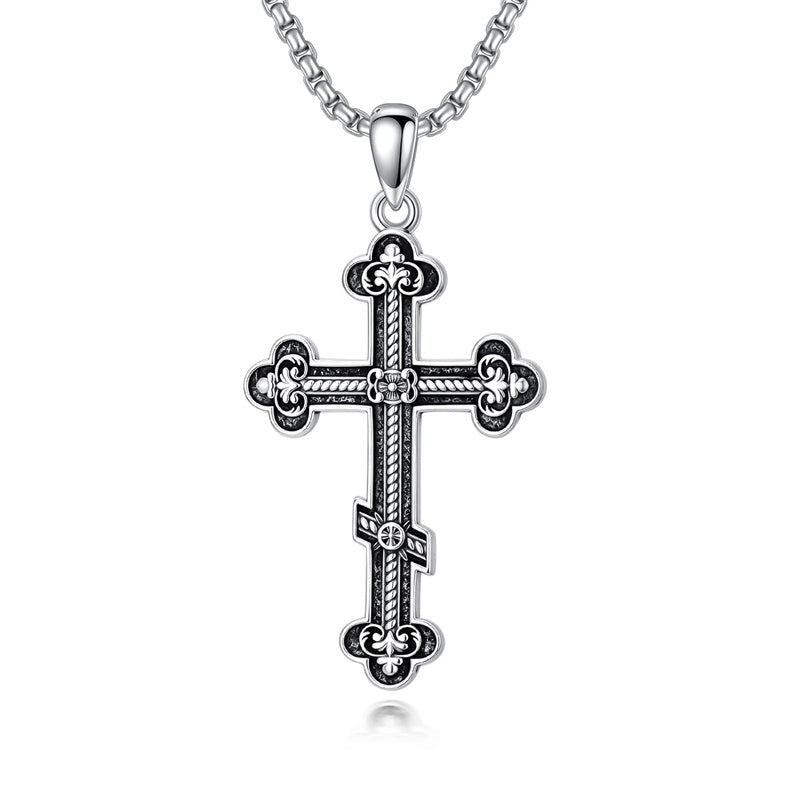 Sterling Silver Orthodox Cross Pendant Necklace Religious Gift