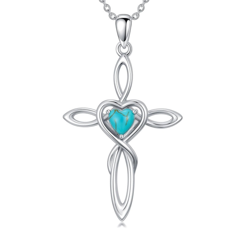 14K Gold Plated Turquoise Cross Pendant Necklace Western Jewelry for Women