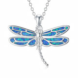 Sterling Silver Blue Dragonfly Pendant Necklace