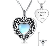 Sterling Silver Moonstone Turquoise Moss Agate Heart Shaped Urn Necklace for Ashes