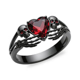 Sterling Silver 10K 14K 18K Gold 2-5CT Heart  Birthstone  Gothic Skeleton Halloween Skull Bat Ring