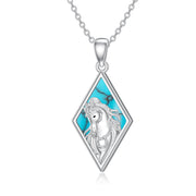 Sterling Silver Turquoise Horse Pendant Necklace