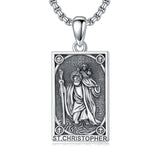 Sterling Silver Saint Anthony Saint Jude Saint Christopher   Saint Michael Amulet Religious Pendant Necklace