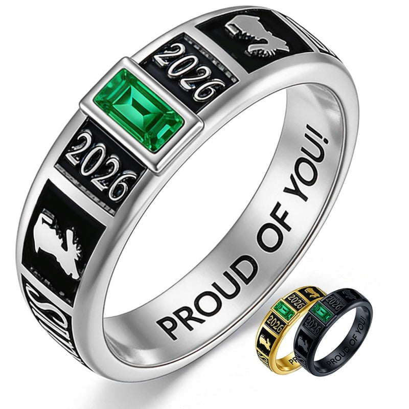 Copper Personalized Engraved Birthstone High School College Class Ring