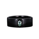 Sterling Silver Personalized Engraved Moss Agate Wedding Rings Promise Ring for Men