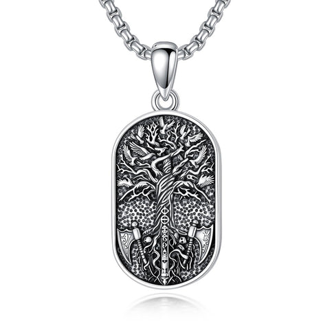 Sterling Silver Memento Mori Tree of Life Anubis Pendant Viking Amulet   Protection Pendant Necklace Egyptian Jewelry
