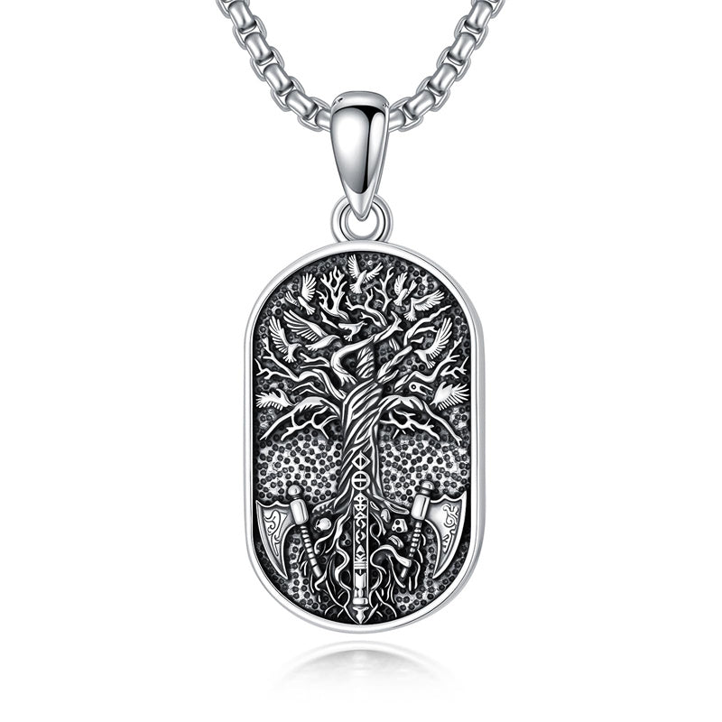 Sterling Silver Memento Mori Tree of Life Anubis Pendant Viking Amulet   Protection Pendant Necklace Egyptian Jewelry