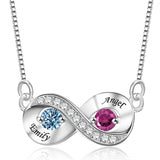 14K Gold 2  Simulated Birthstone Personalized Engraved Pendant Necklace for Women