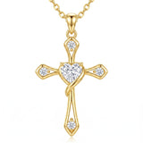 10K 14K 18K Gold Cross Pendant Necklace Religious Jewelry Gifts for Men and Women