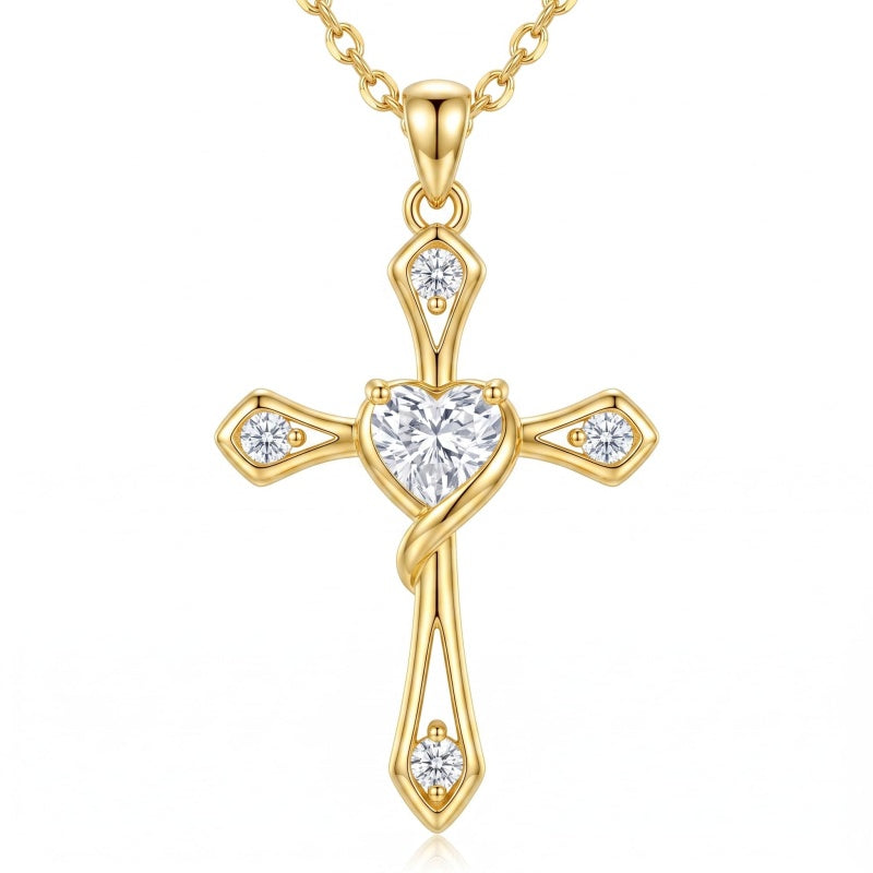 10K 14K 18K Gold Cross Pendant Necklace Religious Jewelry Gifts for Men and Women