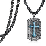 14K Gold Plated Turquoise Malachite Abalone Shell Cross Pendant Necklace for Men