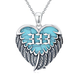 Sterling Silver Turquoise Angel Number 11:11 111 333 444 Pendant Necklace