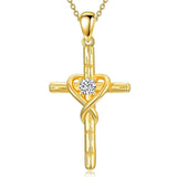 14K Gold Plated Cross Pendant Necklace for Women