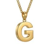 Initial Pendant Necklace 14K Gold Plated with Cuban Chain