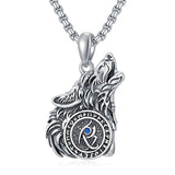 Sterling Silver Viking Wolf Pendant Necklace