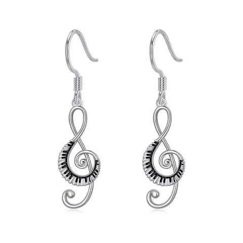 Sterling Silver Music Paino Dangle Earrings