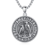 Sterling Silver Viking Raven Bear Odin Wolf Pendant Necklace for Men