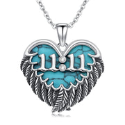 Sterling Silver Turquoise Angel Number 11:11 111 333 444 Pendant Necklace