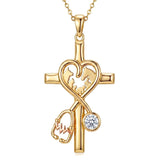 14K Gold Plated Cross Necklace for Women