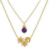 14K Gold Birthstone Birth Flower  Pendant Necklace Birthday Jewelry Gifts for Women