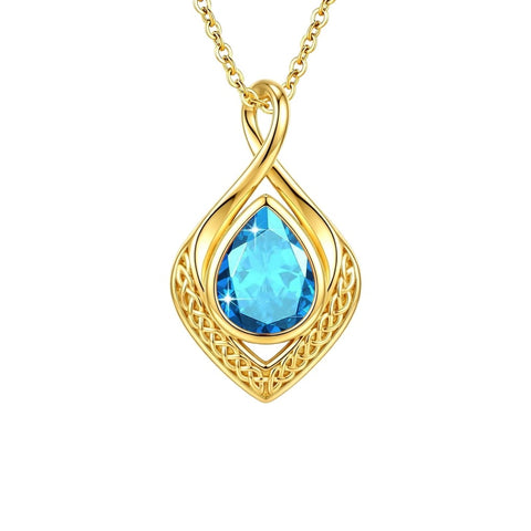 14K Gold Plated  Birthstone Celtic Knot Infinity Necklace  Birthday Christmas Jewelry Gift