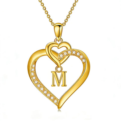 Heart Initial A-Z Pendant Necklace for 14K Gold Plated Women Initials Jewelry Gifts
