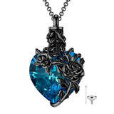 Sterling Silver Heart Crystal Rose Urn Necklaces for Ashes for Women