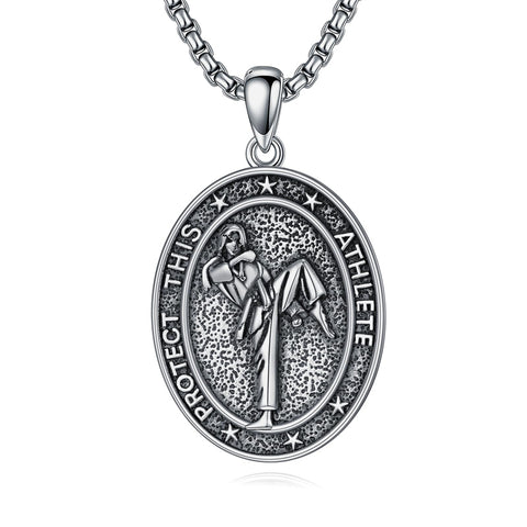 Sterling Silver Baseball Soccer Hockey Football Basketball Taekwondo Tennis Golf Runner Pendant Necklace