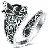 Sterling Silver Oxidized Dragonfly Butterfly Hummingbird Sea Turtle Anchor CrossTree of Life Sunflower Spoon Ring
