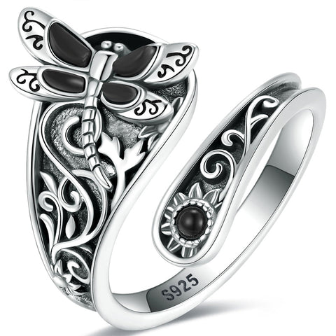 Sterling Silver Oxidized Dragonfly Butterfly Hummingbird Sea Turtle Anchor CrossTree of Life Sunflower Spoon Ring