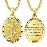 Patron Saint Medals Protection  14K Gold Plated Necklace for Men