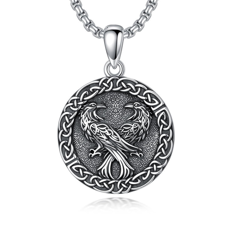 Sterling Silver Peace Sign Coexist Peace Symbol Pirate Tree of Life Thor's Hammer Wolf Raven Viking Series Necklace