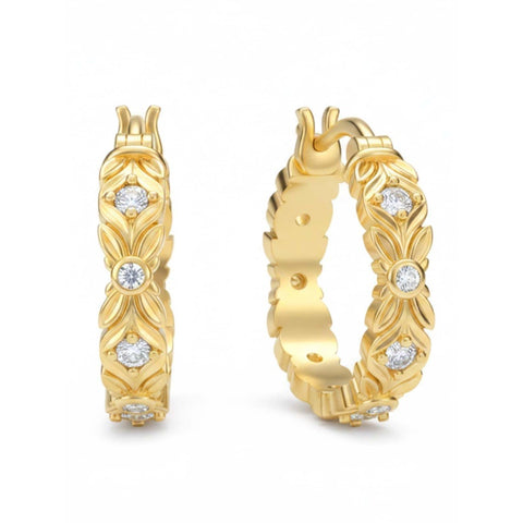 14K Gold Plated Hoop Earrings Jewelry Gift for Birthday Anniversary Mother's Day
