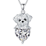 Sterling Silver Synthetic Birthstone Dog Pendant Necklace