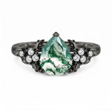 Sterling Silver 10K 14K 18K Gold 1-4CT Moss Agate Engagement Ring Promise Ring