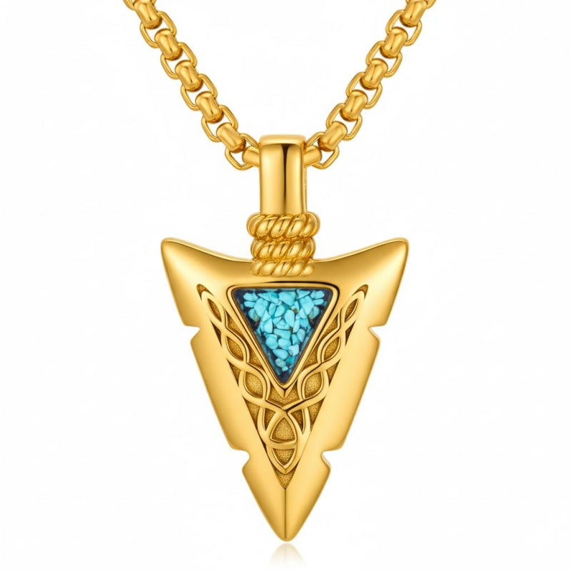 Malachite Turquoise Arrow Pendant Necklace for Men