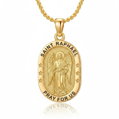 14K Gold  Plated Patron Saint Pendant Necklace Catholic Saints Religious Protective Jewelry Gift