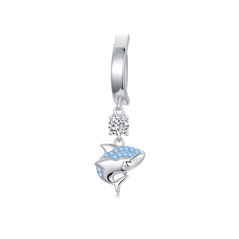 Sterling Silver Cubic Zirconia  Shark Belly Button Ring for Women