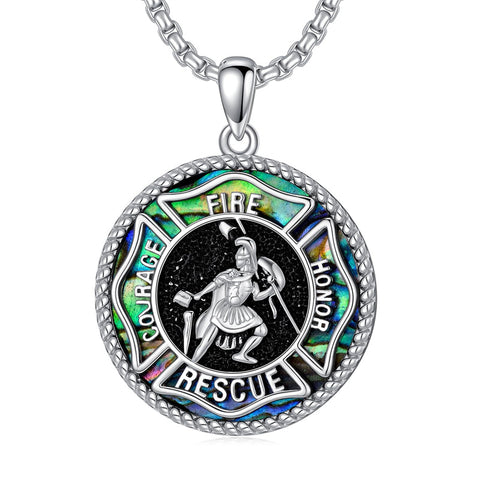 Sterling Silver Crown of Thorns Jesus St Benedict St Michael Pendant Necklace