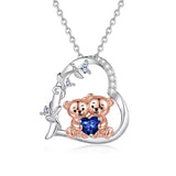 Sterling Silver Birthstone Teddy Bear Pendant Necklace