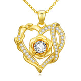 Heart Rose Pendant Necklace for Women  14K Gold Plated Mothers Day  Anniversary Birthday Gift