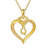 Heart Initial A-Z Pendant Necklace for 14K Gold Plated Women Initials Jewelry Gifts