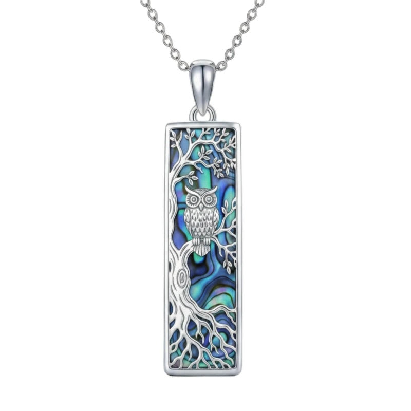 Sterling Silver Abalone Shell Bar Cardinal Bee Butterfly Hummingbird Dragonfly Phoenix Pendant Necklace for Women